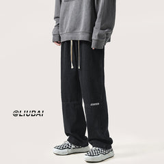 Men Jeans Spring and Autumn Straight Retro Wide-Leg Pants