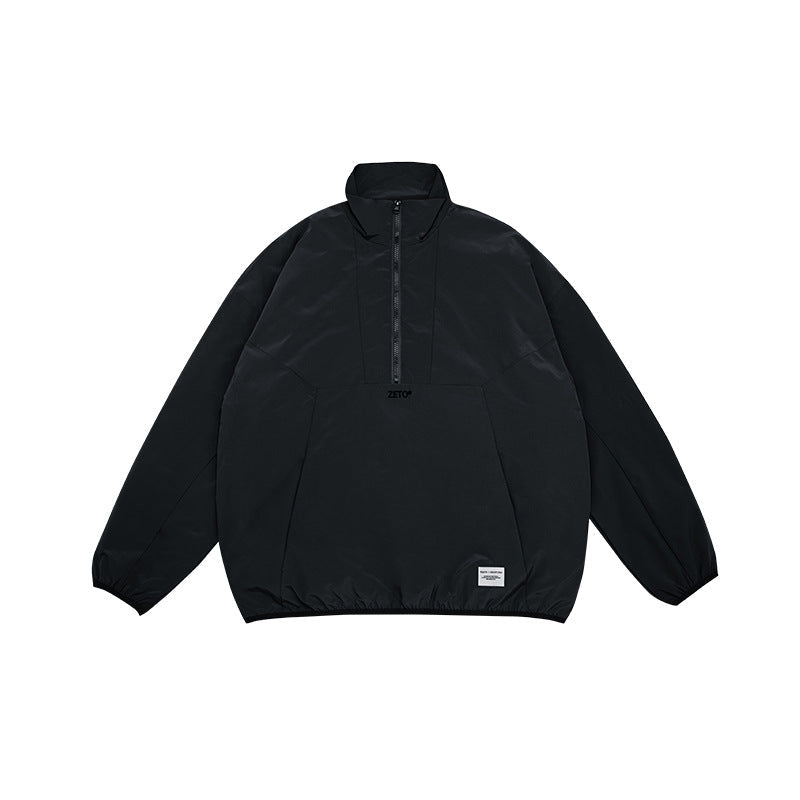 Unisex Jacket Shell Jacket Half Zipped Stand Collar Coat Jacket