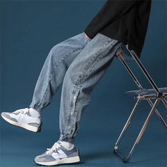 Men Jeans Loose Straight Wide Leg Summer Casual Trousers