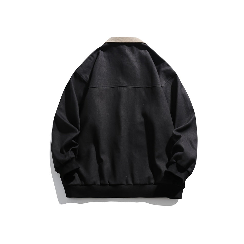 Unisex Jacket Vintage Coat Loose Casual Polo Collar Workwear Jacket