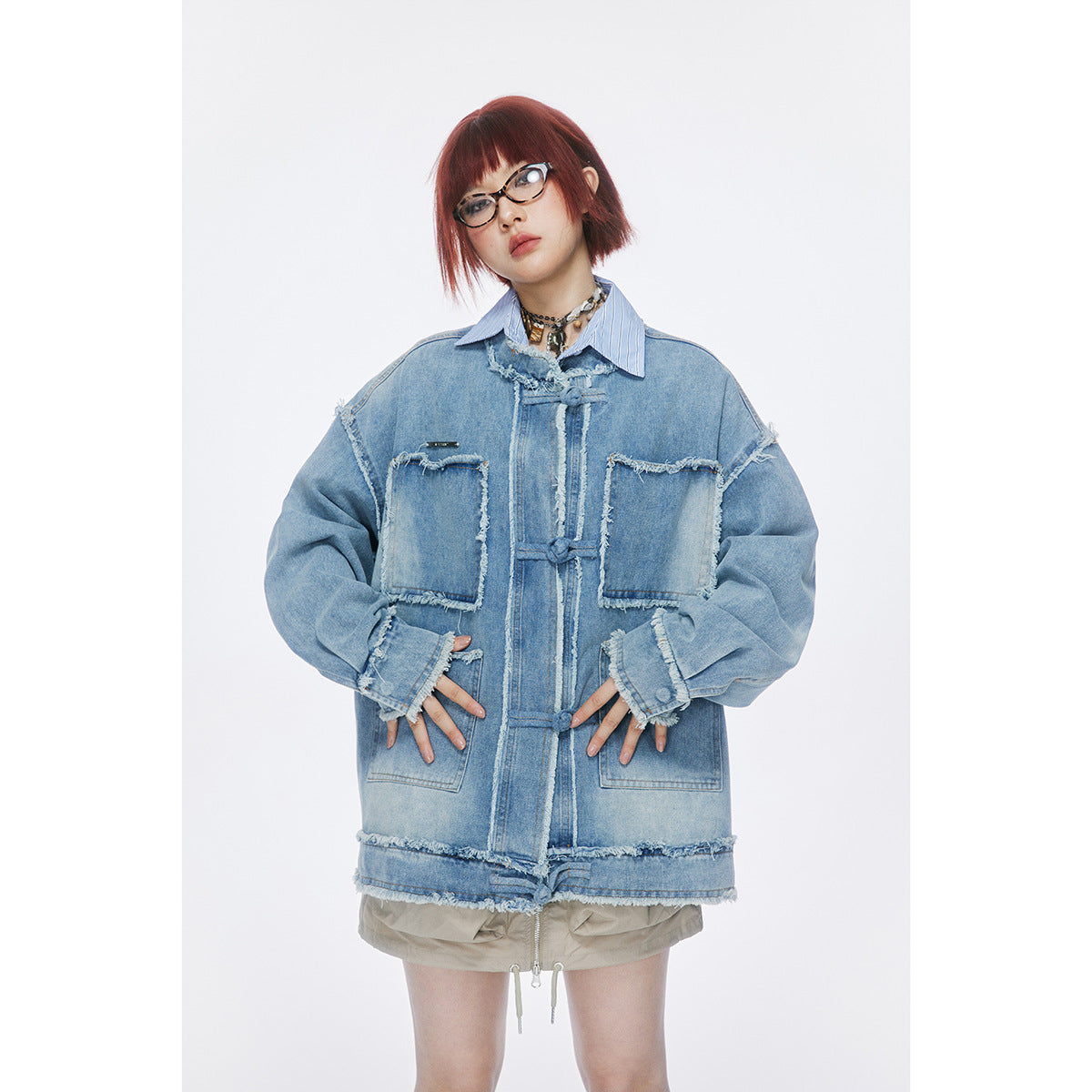 Unisex Jacket Vintage Wash Denim Coat Men's and Women's Loose Denim Jacket