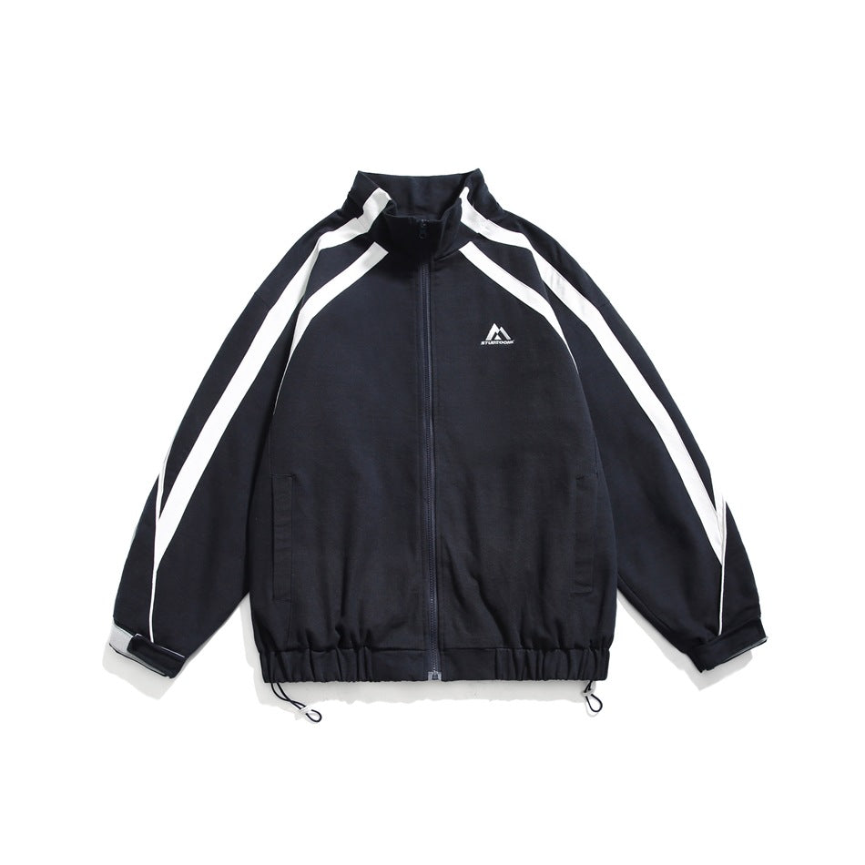 Unisex Jacket Spring and Autumn Coat Men's and Women's Loose Lapel Vintage Sports Jacket