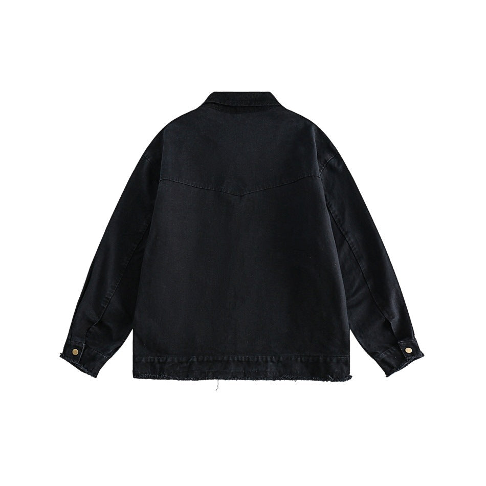 Unisex Jacket Washed Detroit Jacket Retro Lapels Overalls