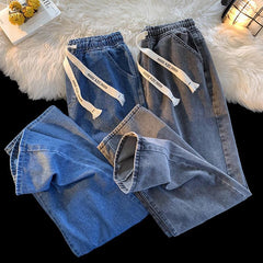 Men Jeans Straight-Leg Denim Trousers Men's Loose Casual