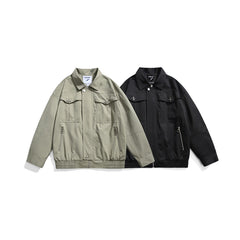 Unisex Jacket Spring and Autumn Retro Lapels Jacket Overalls