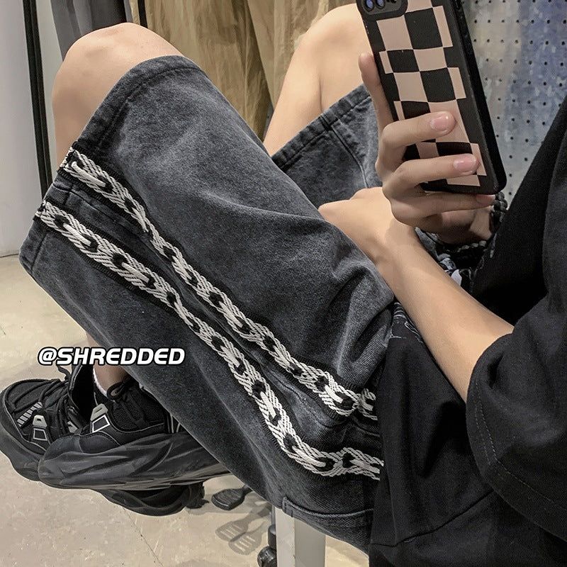 Men Jeans Summer Loose Straight Casual Shorts