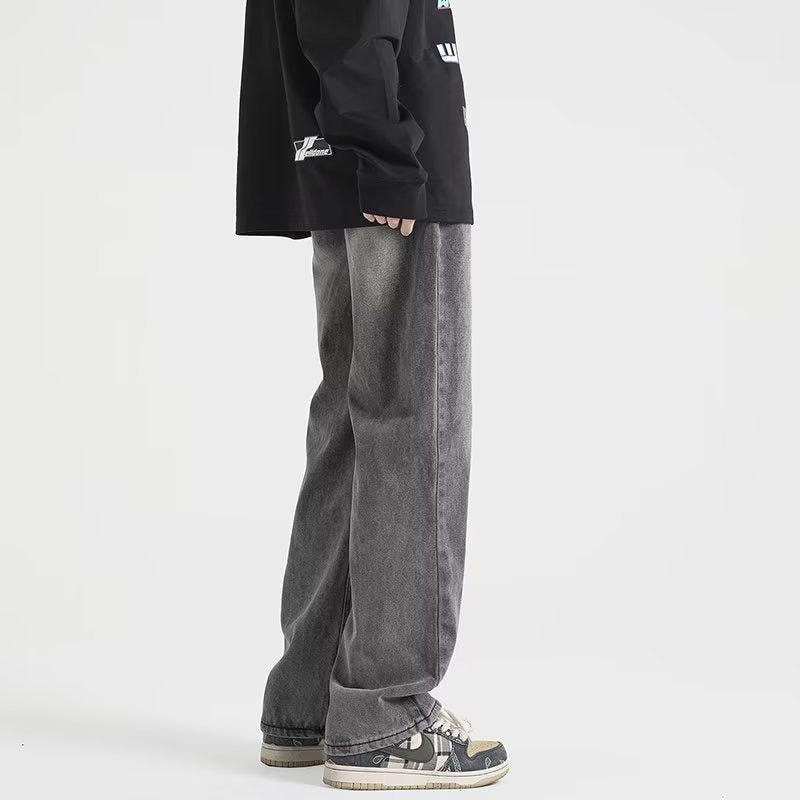Men Jeans Summer Oversize Straight Loose Wide-Leg Pants