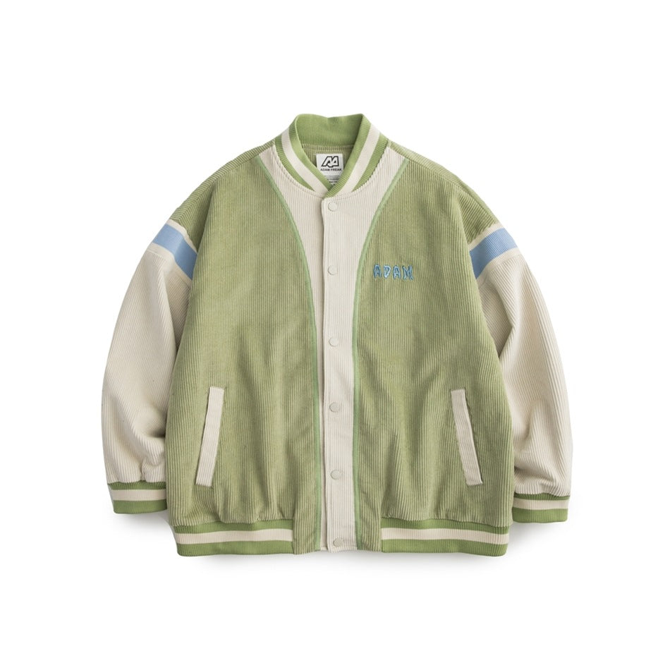 Unisex Jacket Vintage Baseball Jacket Men's and Women's Loose Corduroy Embroidered Jacket