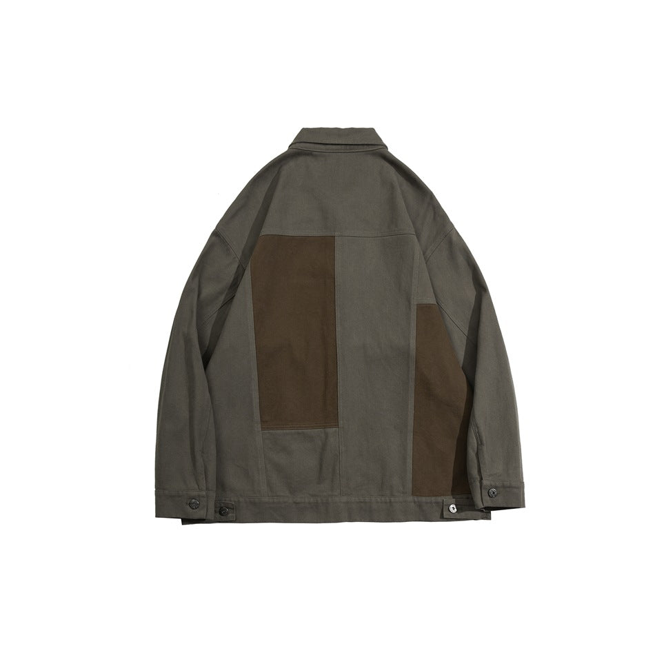 Unisex Jacket Retro Washed Stitching Patch Jacket Men's and Women's Loose Spring and Autumn Overalls