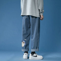 Men Jeans Summer Baggy Straight Trousers