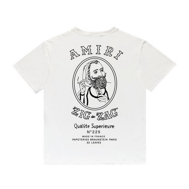 Amiri T Shirt Printed Casual Hip Hop round Neck Short Sleeve T-shirt