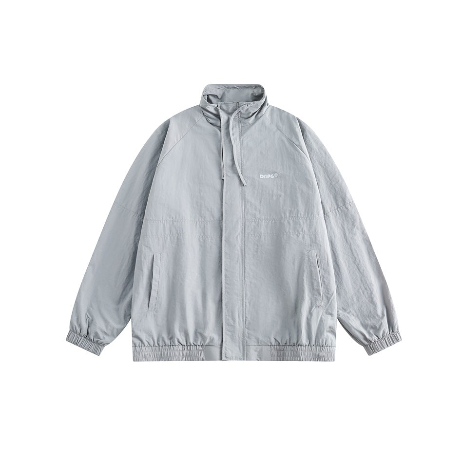 Unisex Jacket Simple Loose Retro Stand Collar Jacket Men's Coat