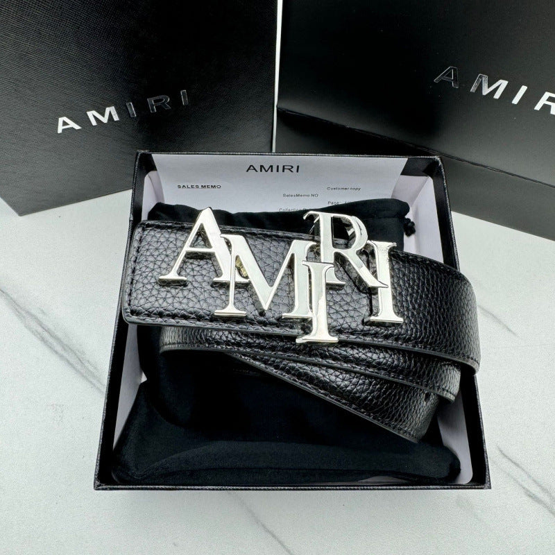 Amiri Belt Lychee Pattern Men's Fashion Neutral belt casual with jeans shipped with box