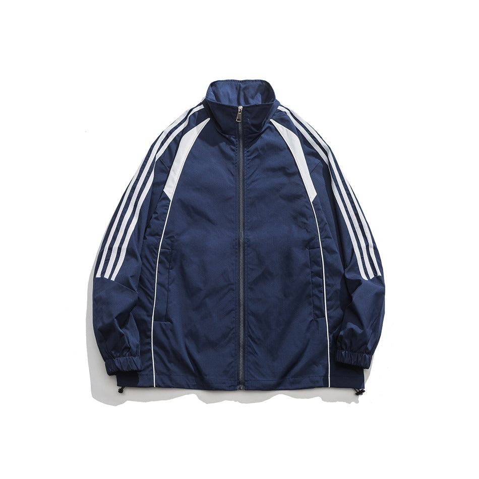 Unisex Jacket Vintage Sports Top Men's and Women's Coats Loose Casual Stand-up Collar Jacket
