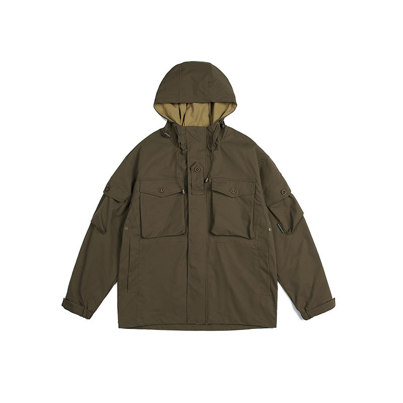 Unisex Jacket Vintage Outdoor Loose Hooded Workwear Coats Men's and Women's Jacket