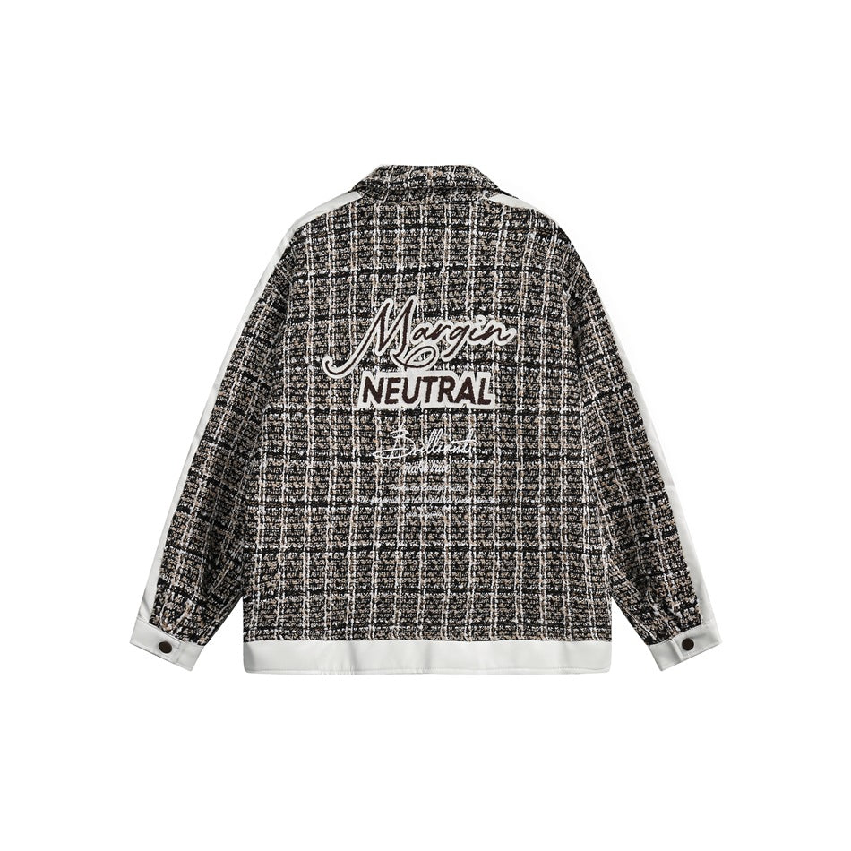 Unisex Jacket Autumn Winter Retro Plaid Jacket Loose Lapels Coat