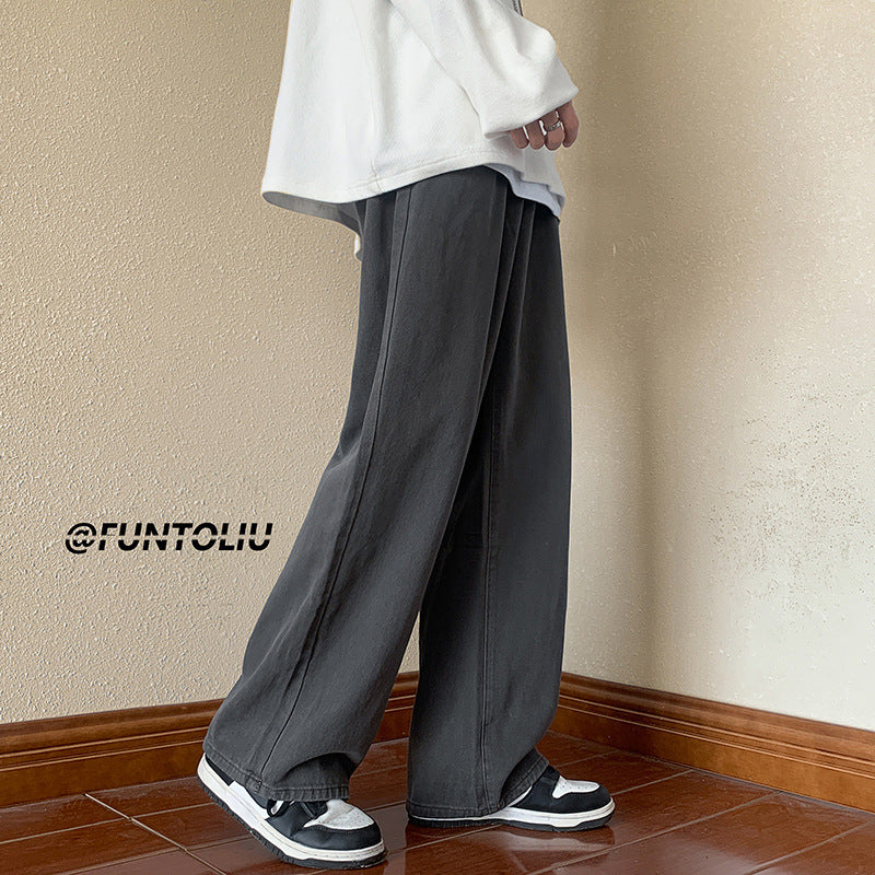 Men Jeans Retro Pants Oversize Army Green Jeans