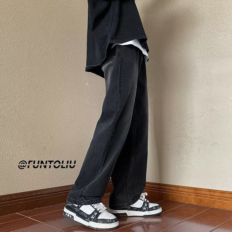 Men Jeans Loose Straight Wide Leg Pants