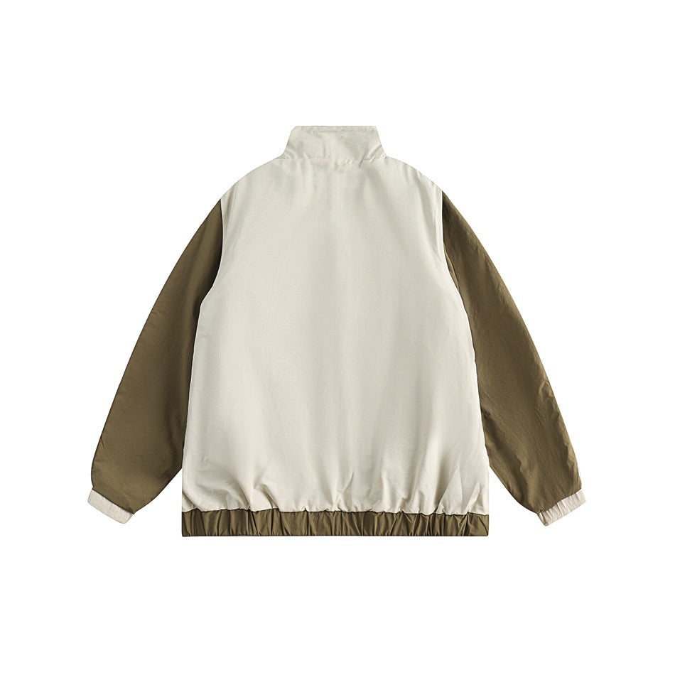 Unisex Jacket Stand-up Collar Sports Jacket Loose Splicing Coat