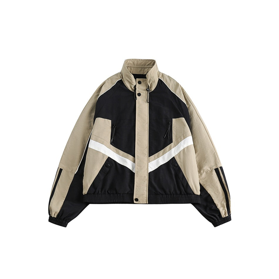 Unisex Jacket Retro Multicolor Jacket Loose Lapel Sports Jacket