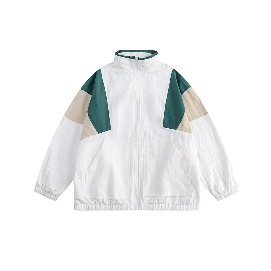 Unisex Jacket Vintage Loose Lapel Mechanical Style Hooded Sports Jacket