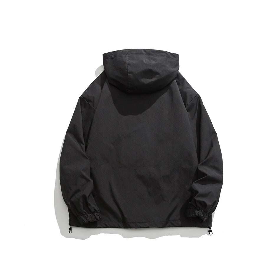 Unisex Jacket Vintage Sports Hooded Jacket Loose Casual Spring and Autumn Coat
