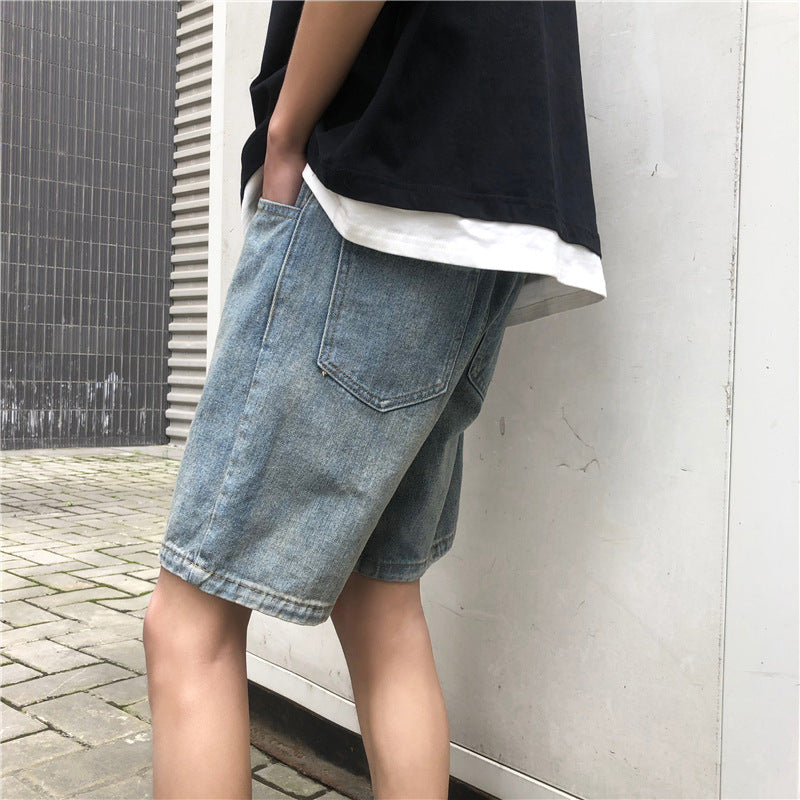Men Jeans Summer Loose Straight Denim Shorts