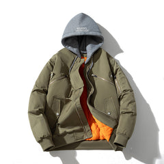 Mens Vintage Jackets Baseball Suit Solid Color Padded Jacket Flight Suit