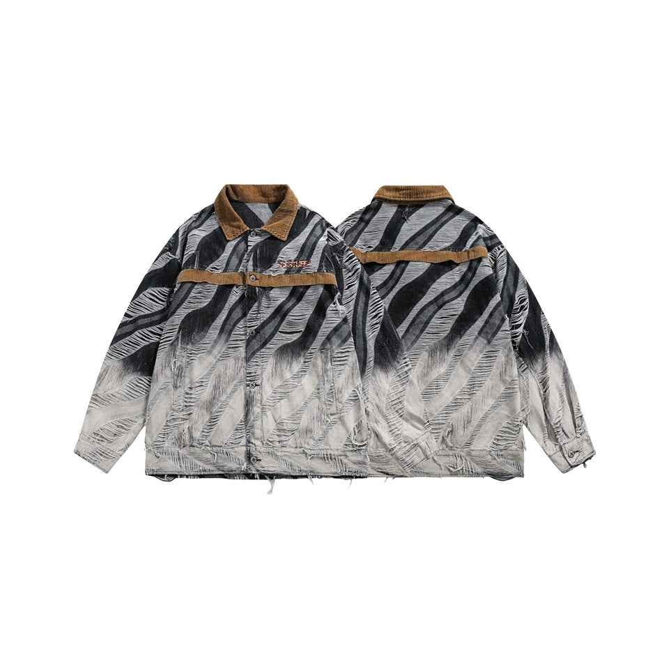 Unisex Jacket Washed Denim Jacket Men's and Women's Loose Lapels Jacket