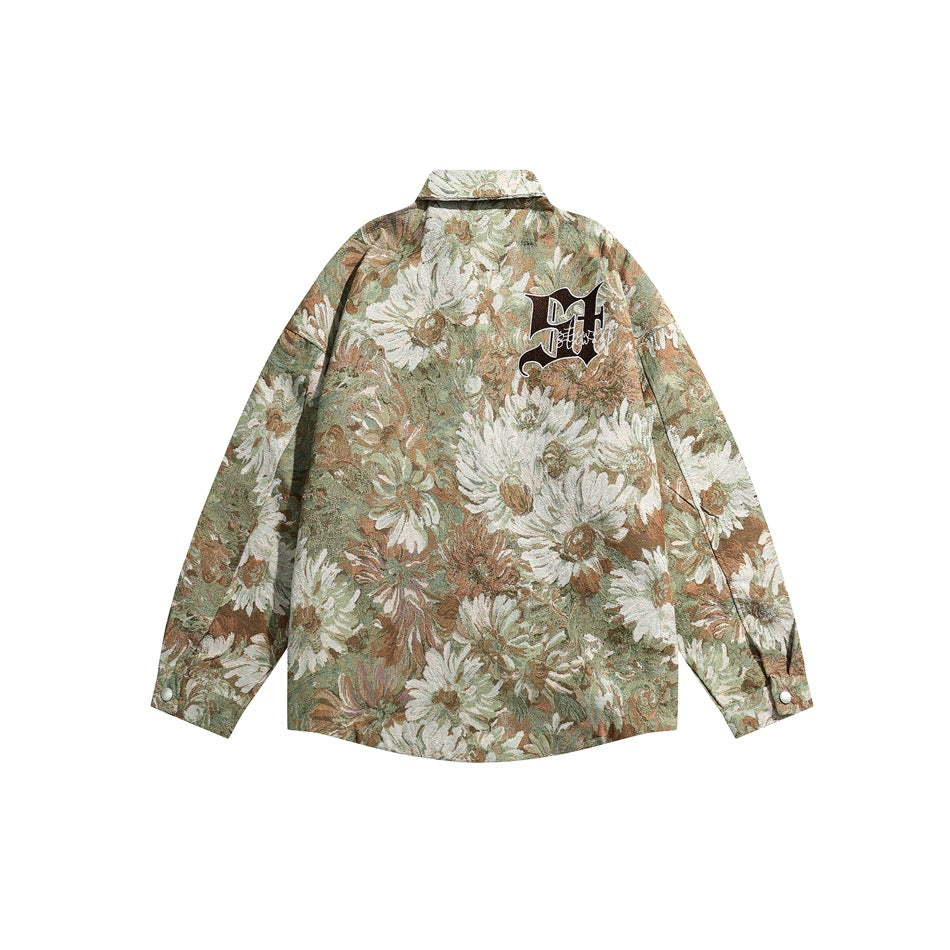 Unisex Jacket Embroidered Jacket Men's Loose Casual Polo Collar Coat