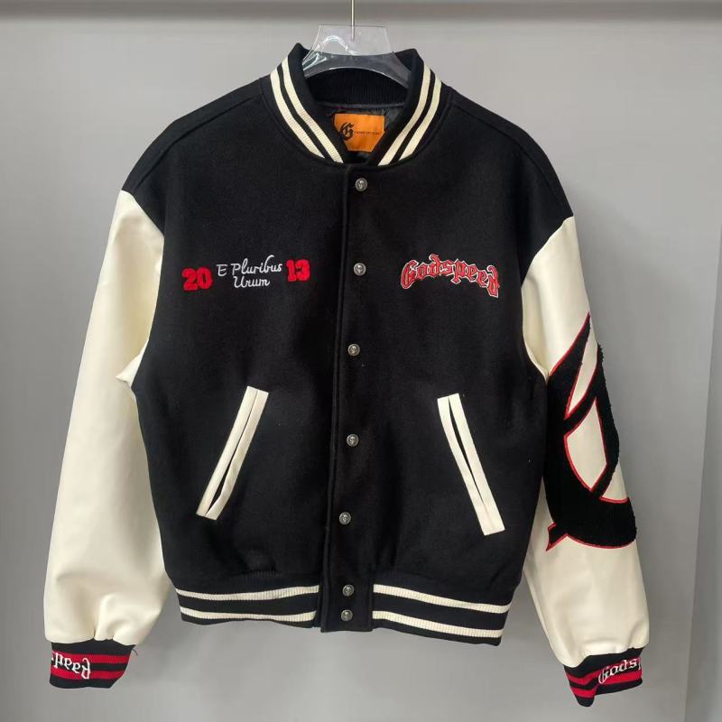 Godspeed Jacket  Baseball Jersey Jacket Embroidered Loose Stand Up Collar