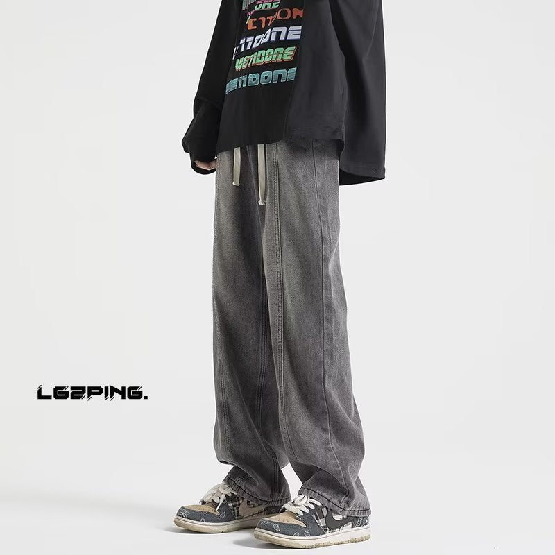 Men Jeans Summer Oversize Straight Loose Wide-Leg Pants