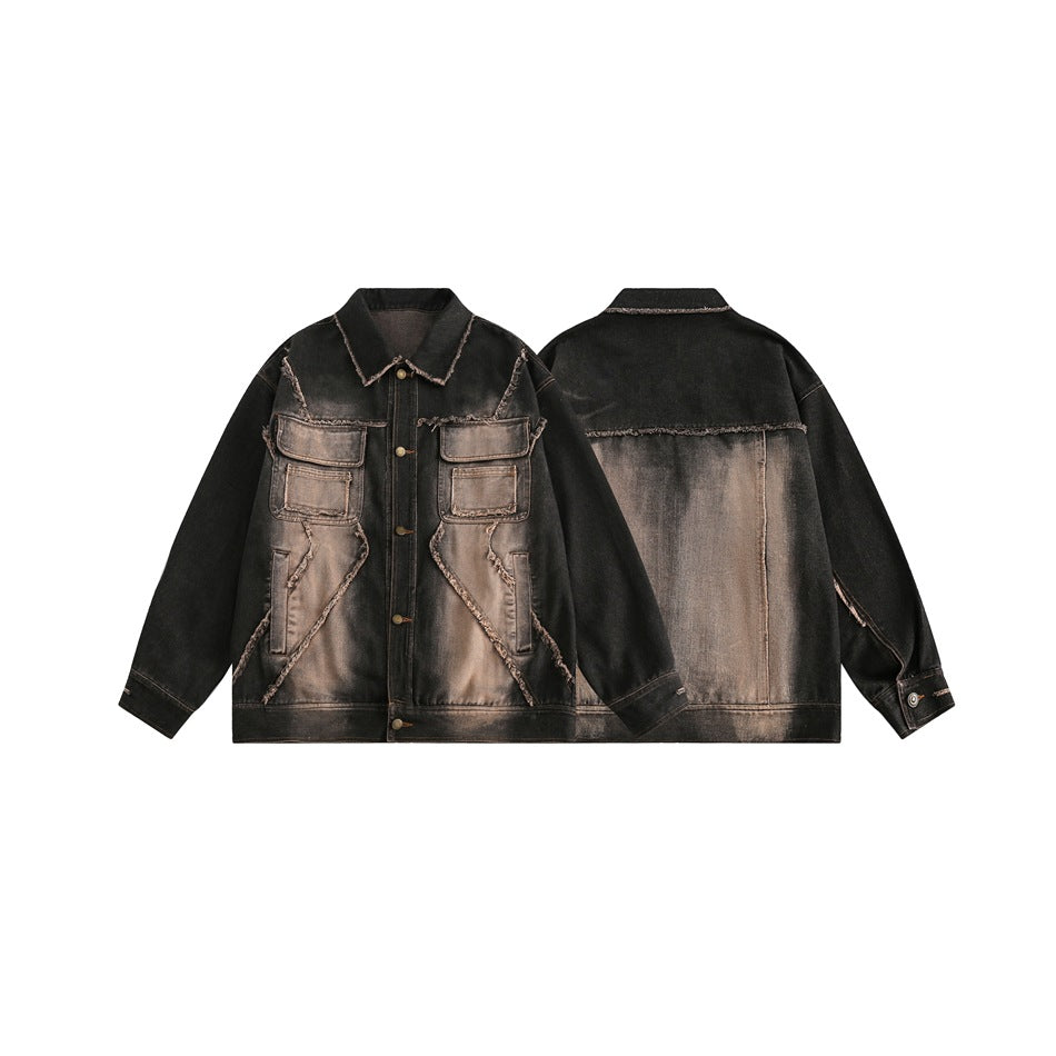 Unisex Jacket West Denim Retro Workwear Coat Jacket