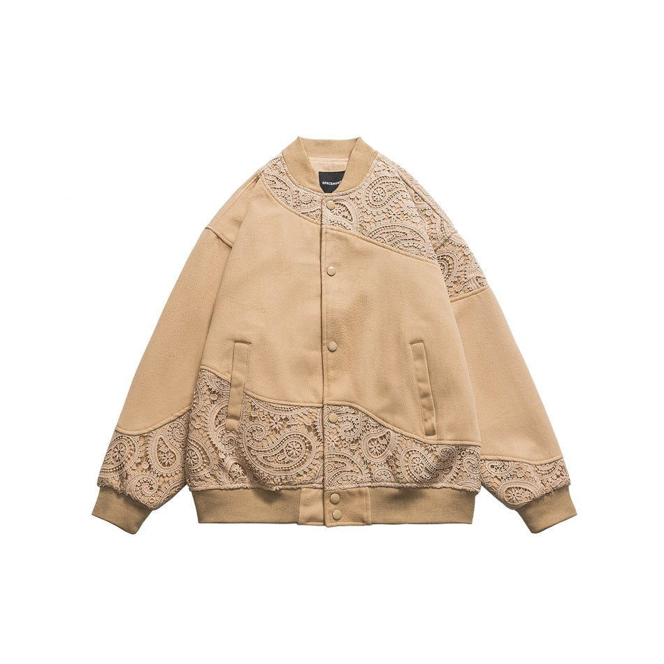 Unisex Jacket Vintage Baseball Jacket Men Baggy Coat