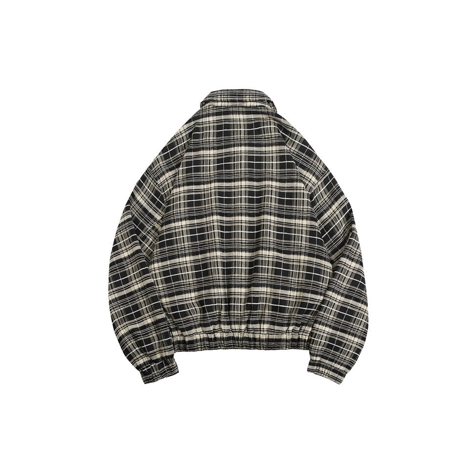 Unisex Jacket Vintage Plaid Lapel Jacket for Men and Women Loose Overalls