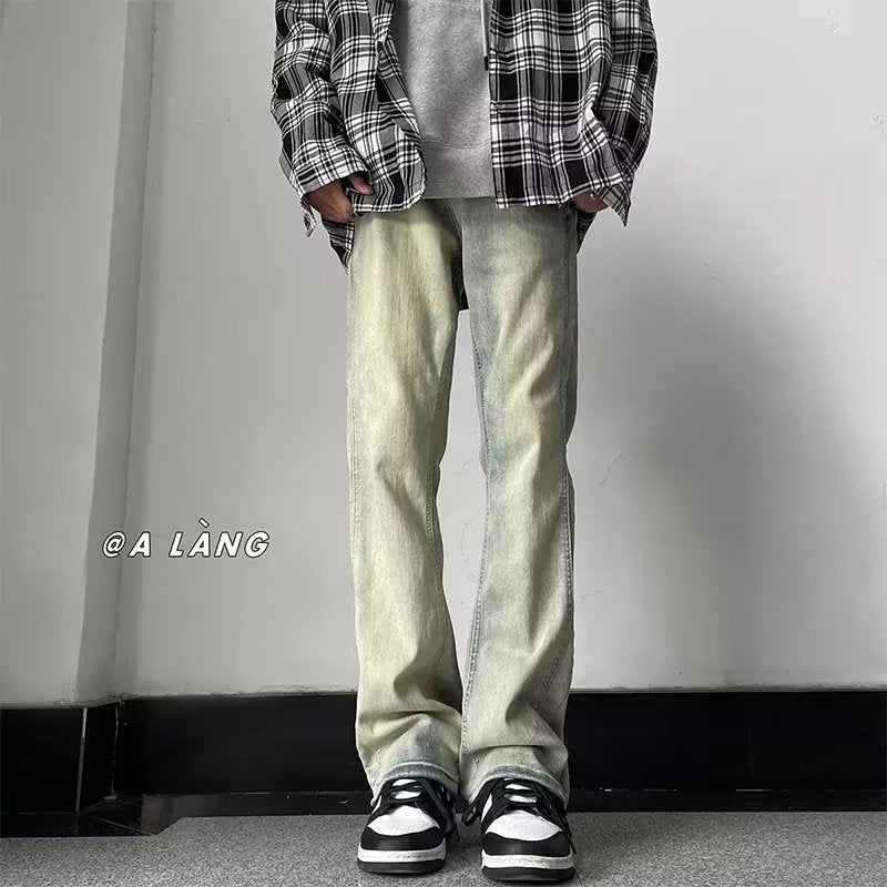 Men Jeans Spring and Autumn Retro Straight-Leg Pants Casual Trousers