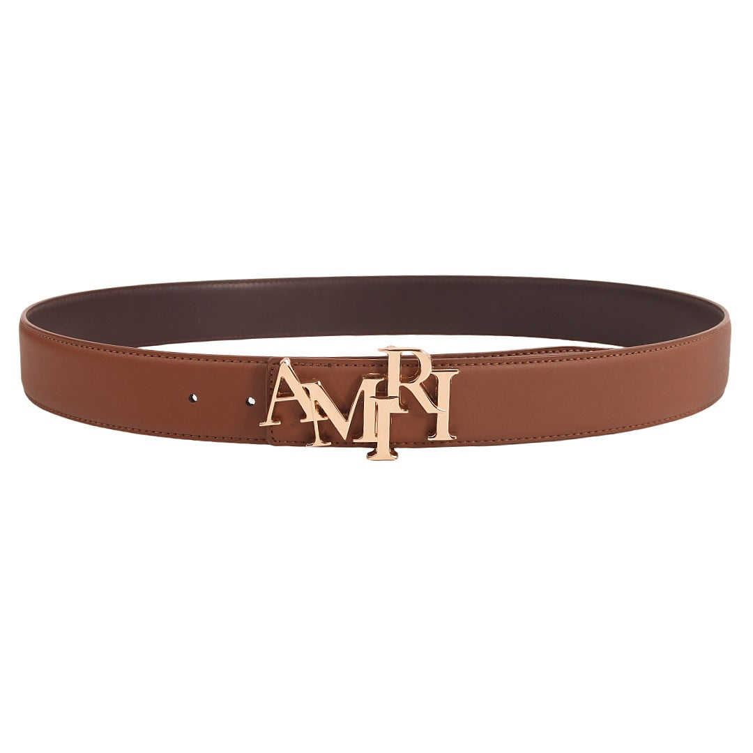 Amiri Belt Cross-border Popular Men's Belt Smooth  Neutral belt casual with jeans shipped with boxBuckle Letter Belt Youth Plaid Belt Trendy Casual Belt