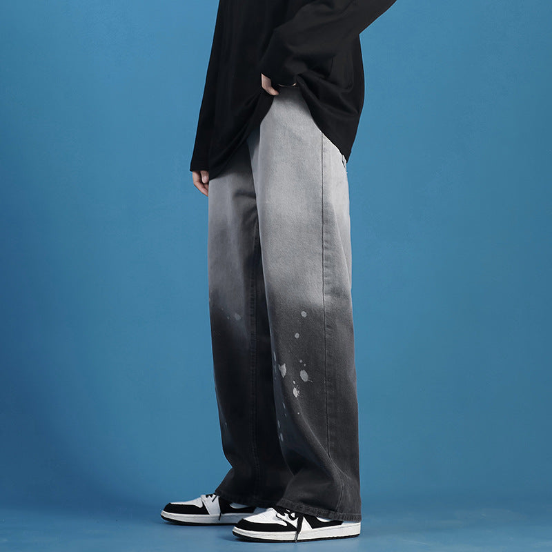 Men Jeans Summer Loose Straight Wide Leg Couple Casual Pants