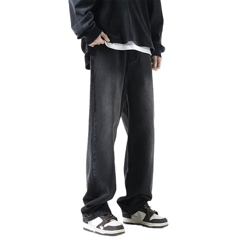 Men Jeans Spring Retro Straight-Leg Pants