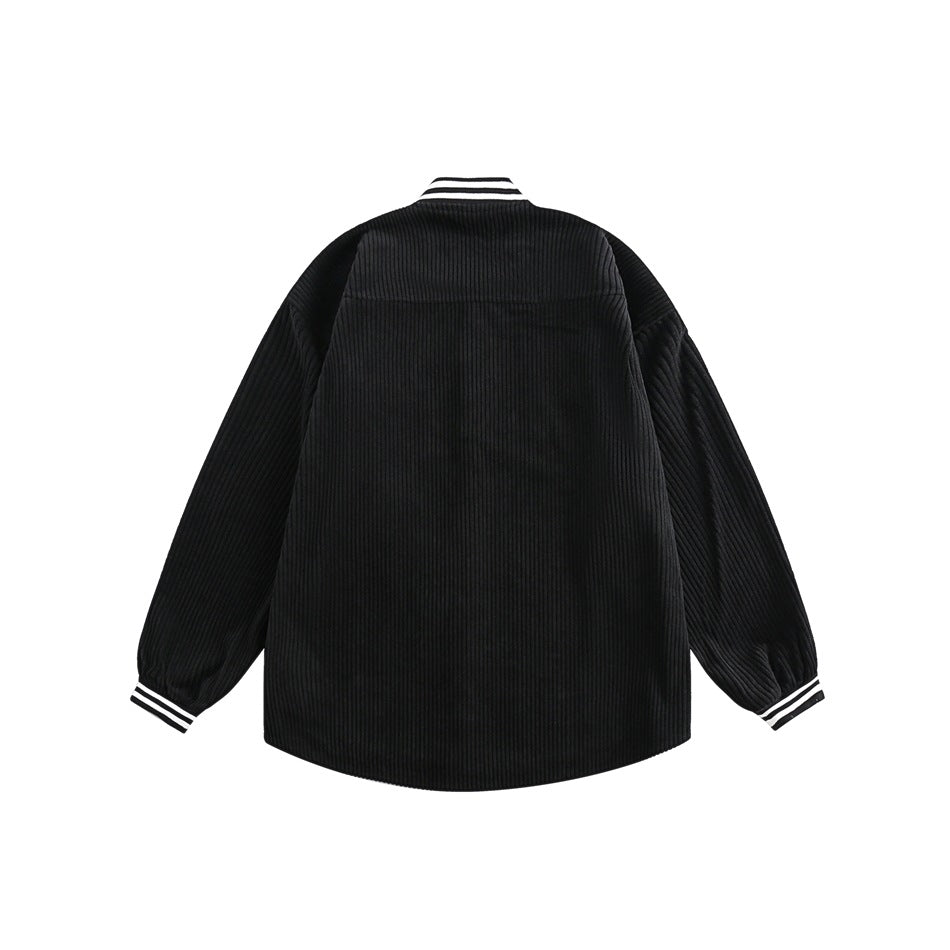 Unisex Jacket Vintage Baseball Jacket Men's and Women's Loose Corduroy Coat