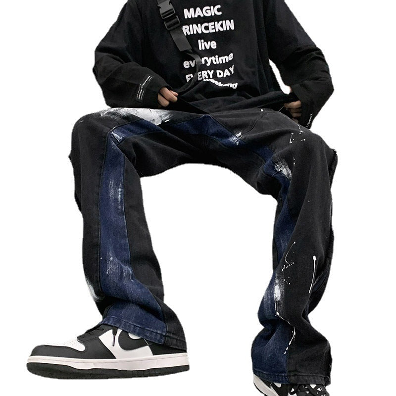 Men Jeans Black Straight Jeans Men's Loose Autumn