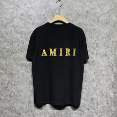 Amiri T Shirt Tiger Pattern Letter Print Round Neck