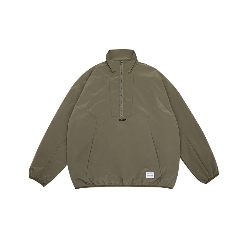 Unisex Jacket Shell Jacket Half Zipped Stand Collar Coat Jacket
