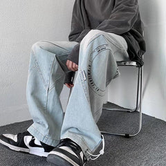 Men Jeans Straight Loose Wide-Leg Pants