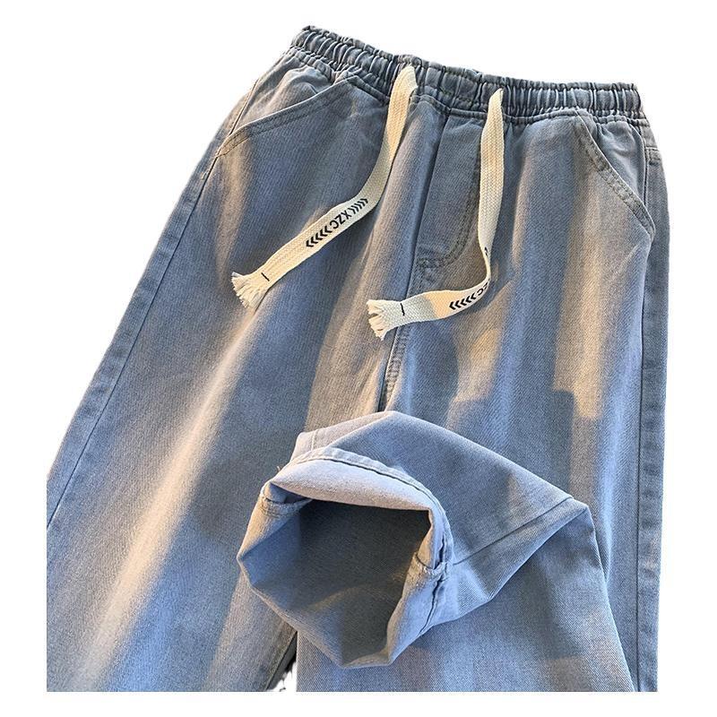 Men Jeans Straight-Leg Denim Trousers Men's Loose Casual