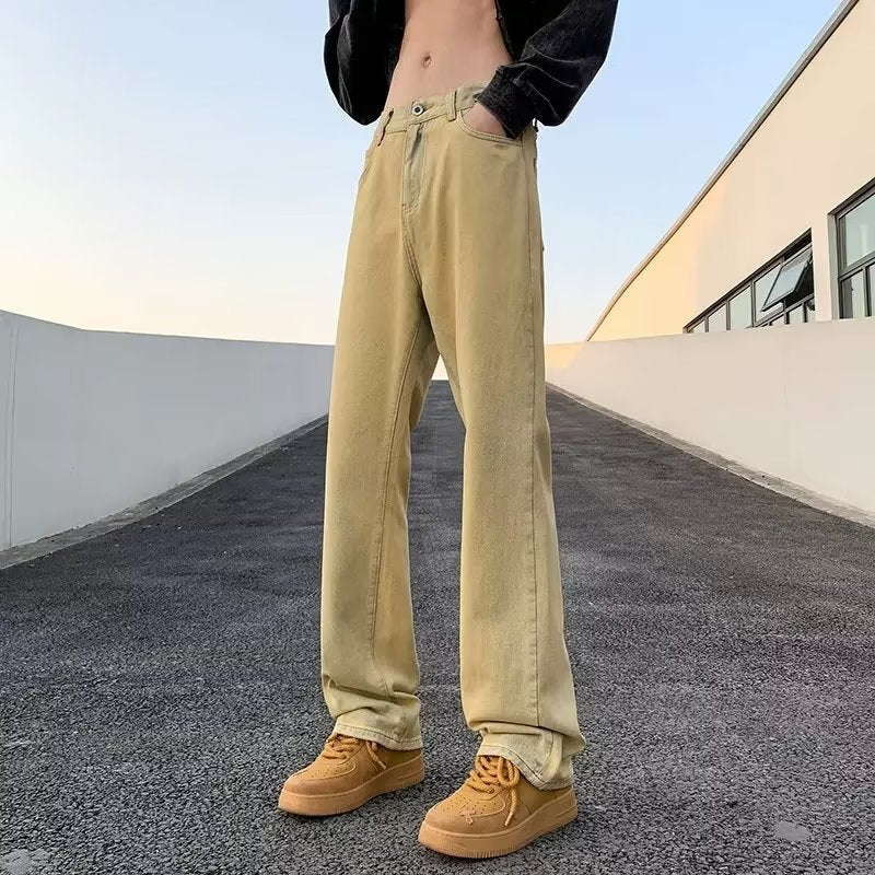 Men Jeans Black Washed Jeans Men's Summer Oversize plus Size Bootcut Trousers