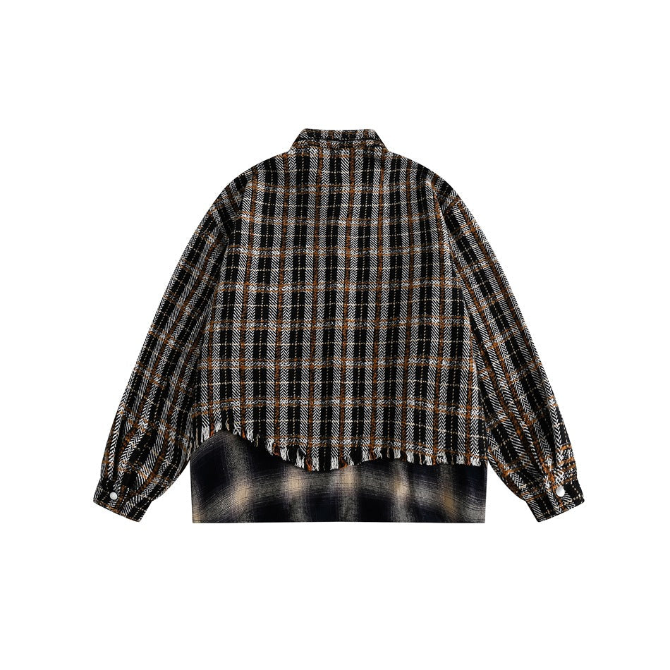 Unisex Jacket Vintage Scottish Plaid Stitching Jacket Men and Women Couple Jacket