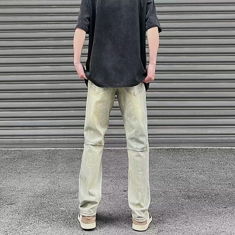 Men Jeans Summer Ripped Slim-Fitting Straight Pants Casual Pants