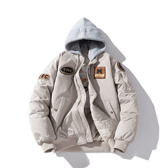 Mens Vintage Jackets Baseball Jacket Hooded Flight Suit Cotton Jacket