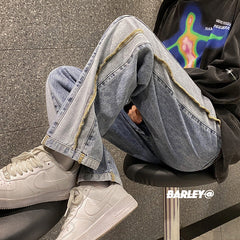 Men Jeans Retro Baggy Straight Trousers